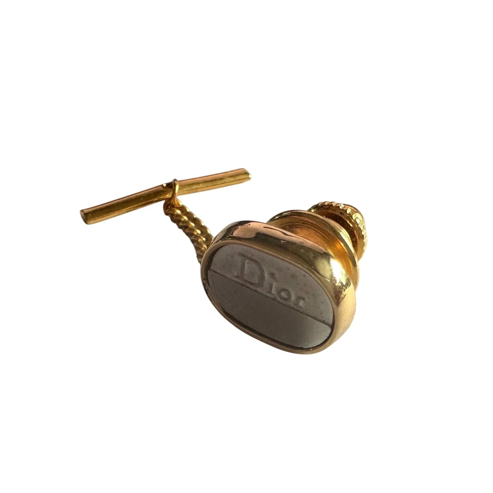 Dior Men's Two Tone Tie Pin - Textured Oval with Logo - Dior - Tie Pin - A+ Stuff