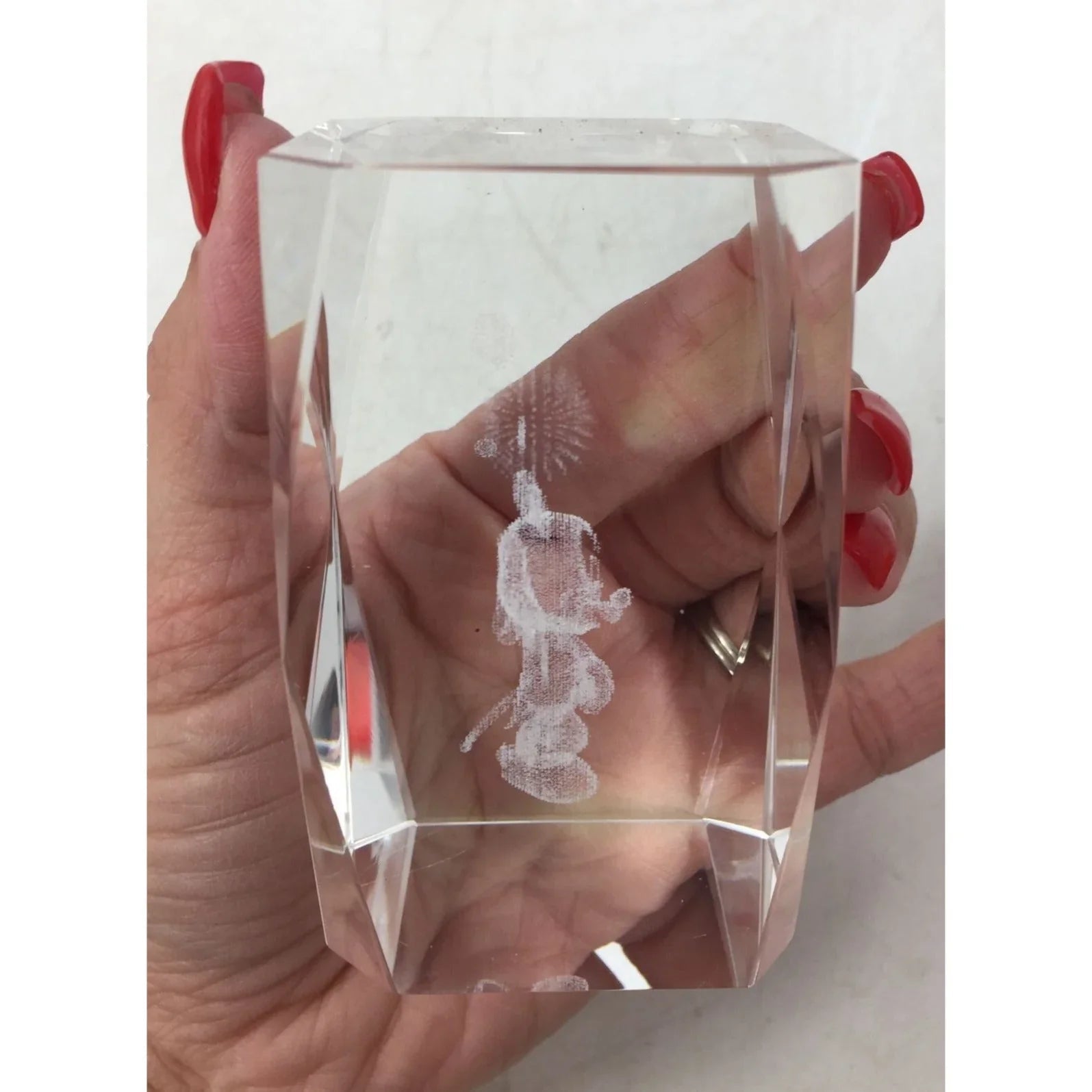 Disney Mickey Mouse 3D Laser Etched Hologram Crystal Clear Glass Paperweight - A+ Stuff - Collectibles - A+ Stuff