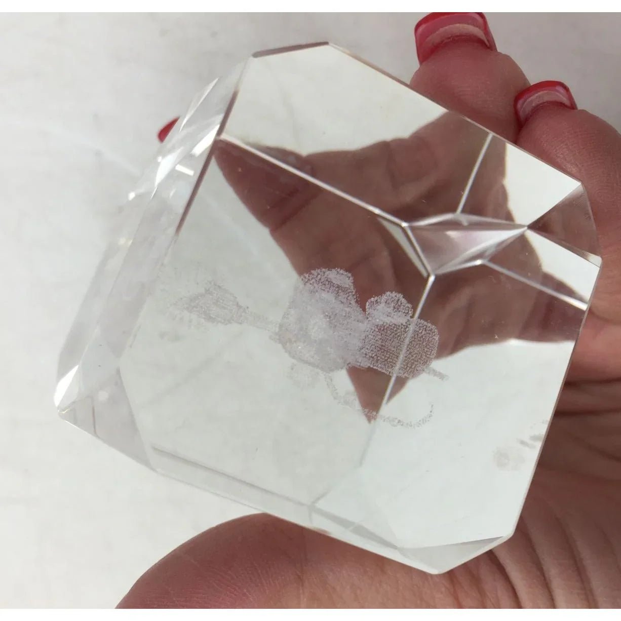 Disney Mickey Mouse 3D Laser Etched Hologram Crystal Clear Glass Paperweight - A+ Stuff - Collectibles - A+ Stuff