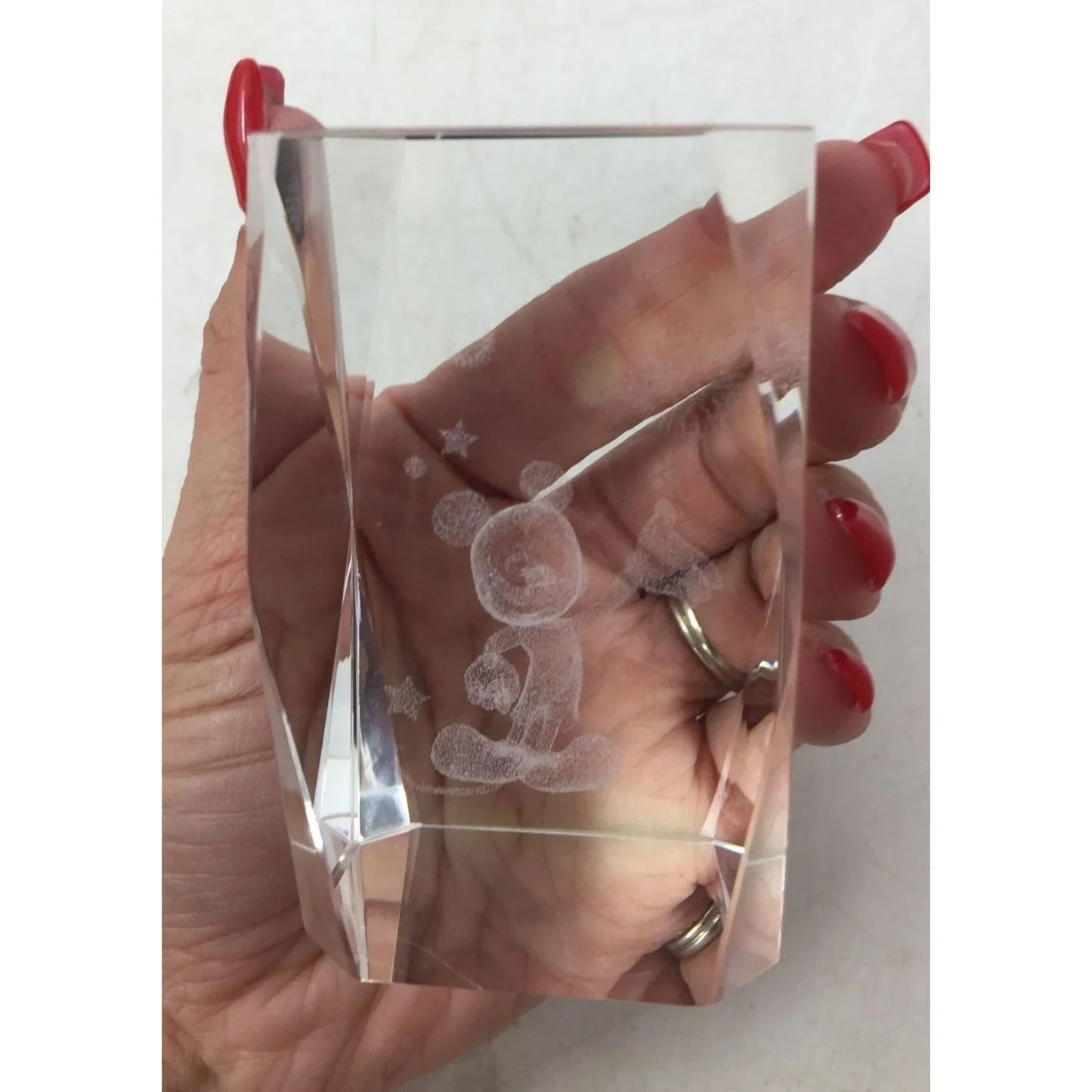 Disney Mickey Mouse 3D Laser Etched Hologram Crystal Clear Glass Paperweight - A+ Stuff - Collectibles - A+ Stuff