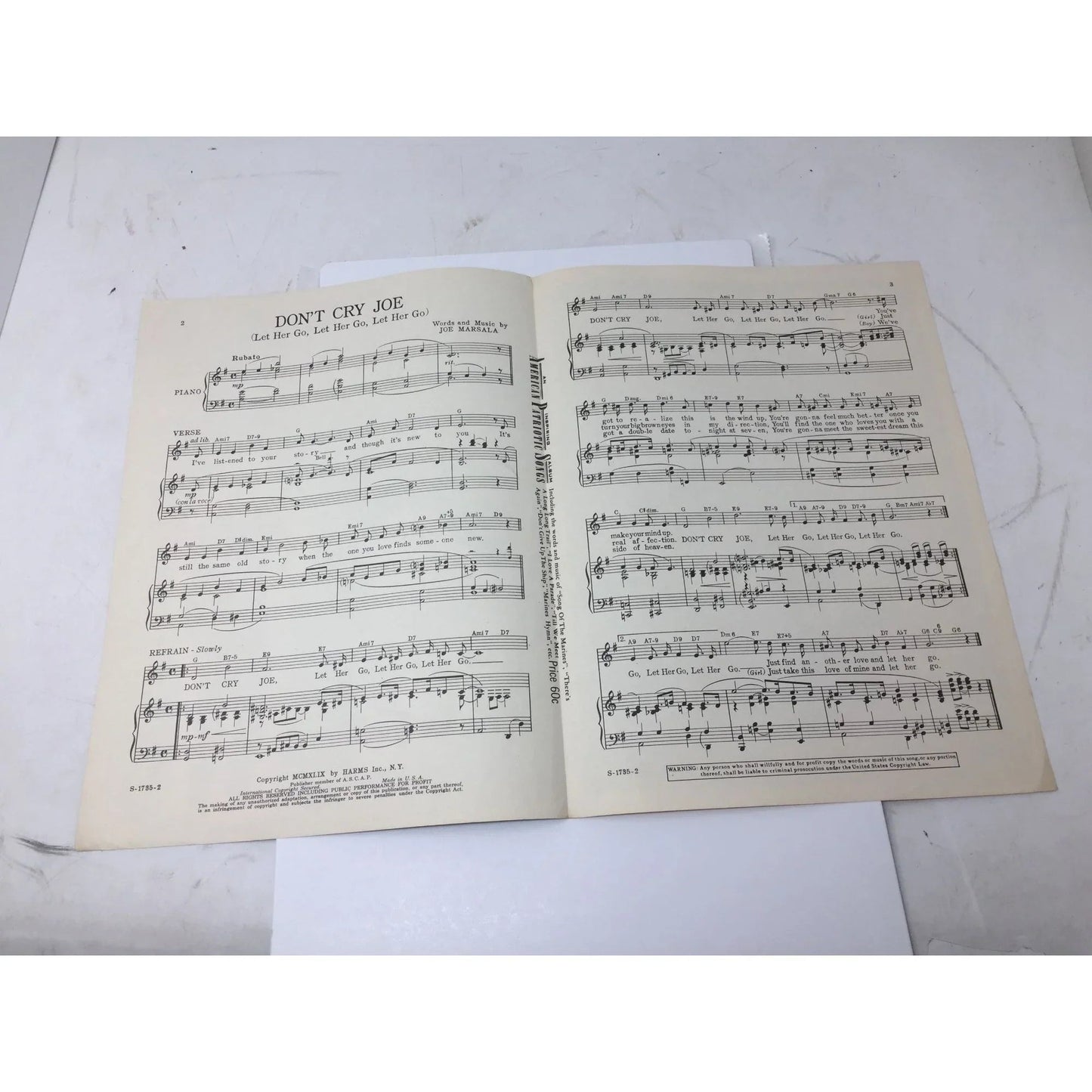 Don't Cry Joe (Let Her Go, Let Her Go, Let Her Go) Vintage Sheet Music - A+ Stuff - SHEET MUSIC - A+ Stuff
