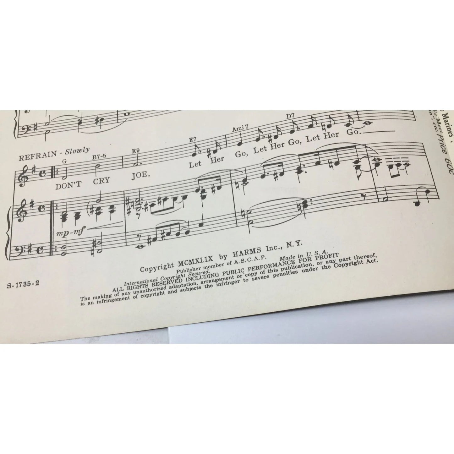 Don't Cry Joe (Let Her Go, Let Her Go, Let Her Go) Vintage Sheet Music - A+ Stuff - SHEET MUSIC - A+ Stuff