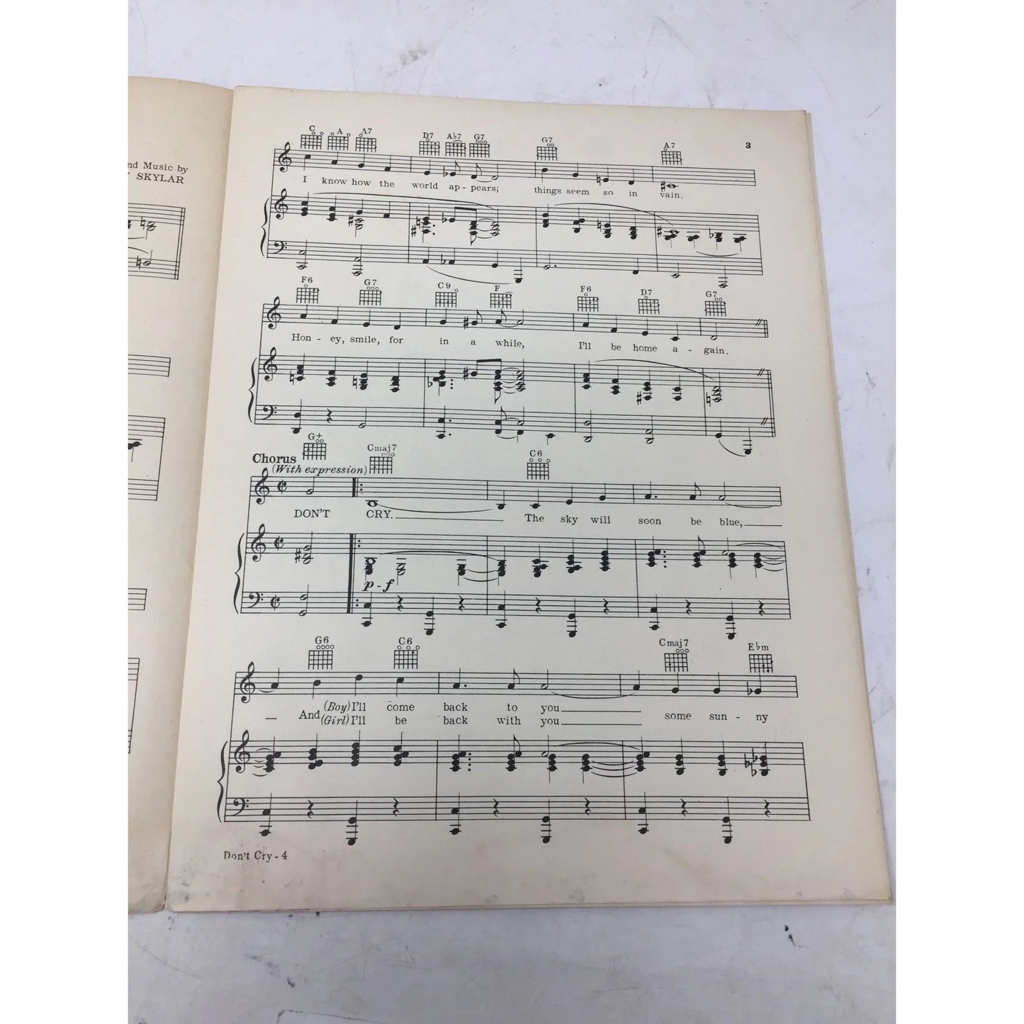 ''Don't Cry'' Lyric and Music by Sunny Skylar - A+ Stuff - Sheet Music - A+ Stuff
