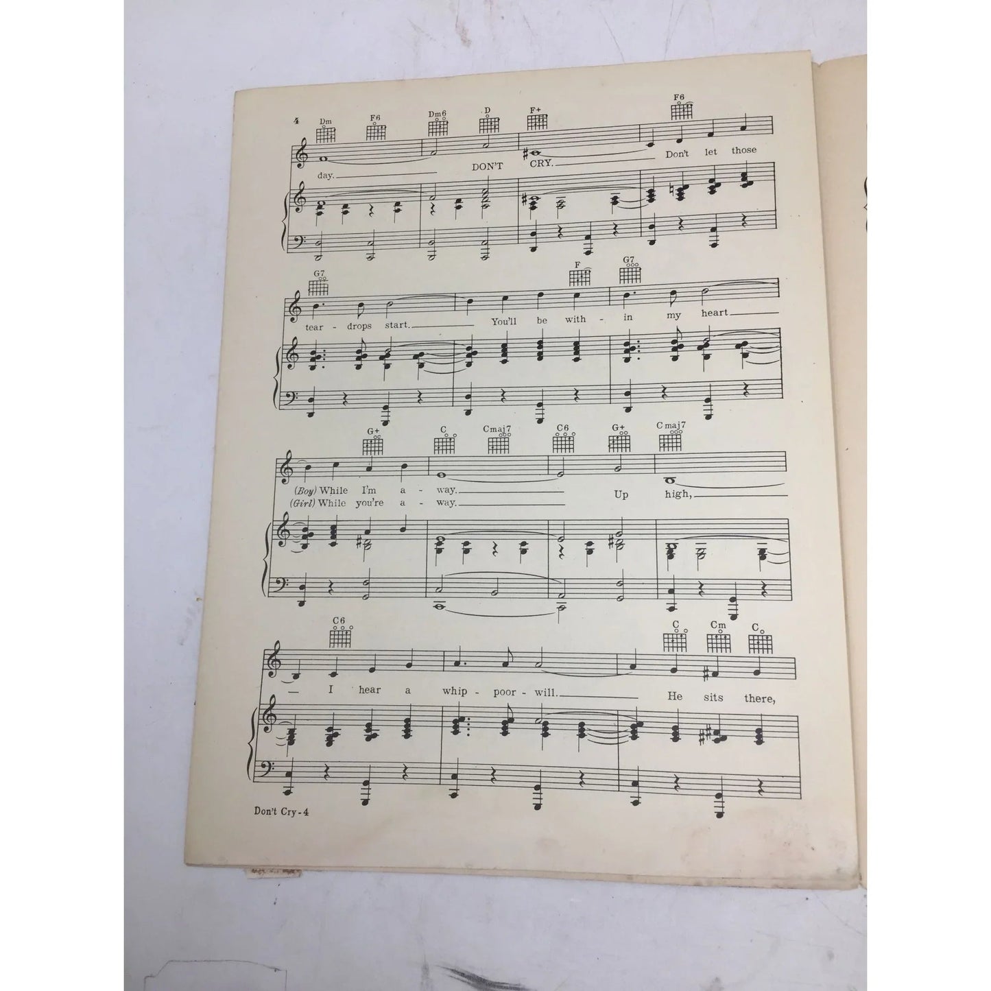 ''Don't Cry'' Lyric and Music by Sunny Skylar - A+ Stuff - Sheet Music - A+ Stuff