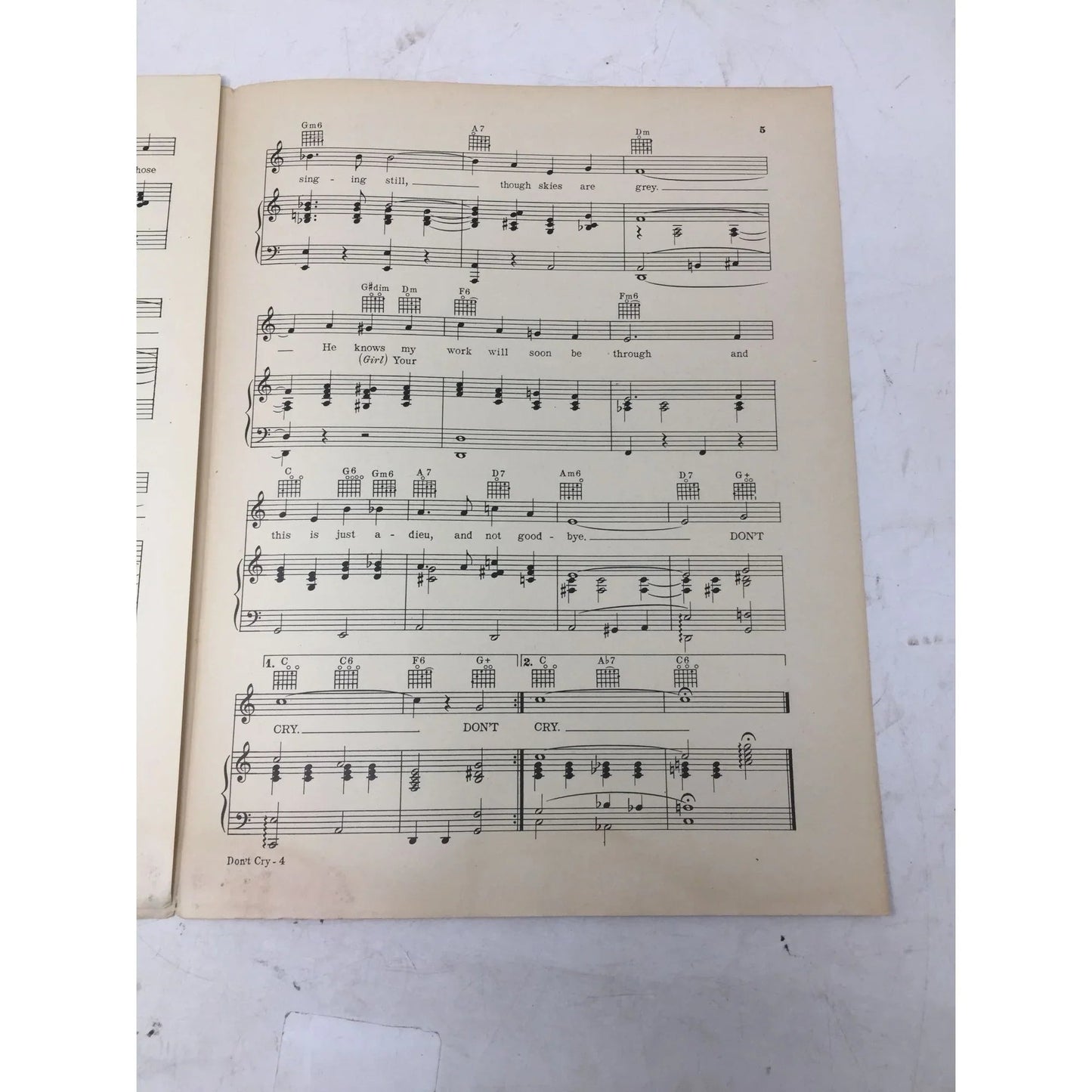''Don't Cry'' Lyric and Music by Sunny Skylar - A+ Stuff - Sheet Music - A+ Stuff