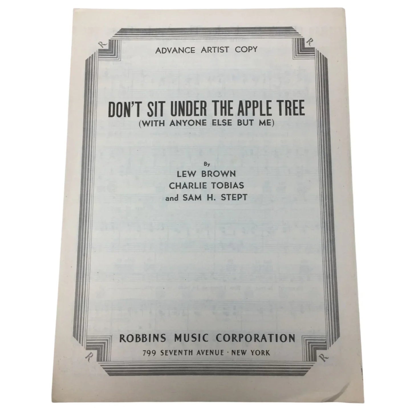 ''Don't Sit Under The Apple Tree (With Anyone Else But Me)'' - A+ Stuff - SHEET MUSIC - A+ Stuff