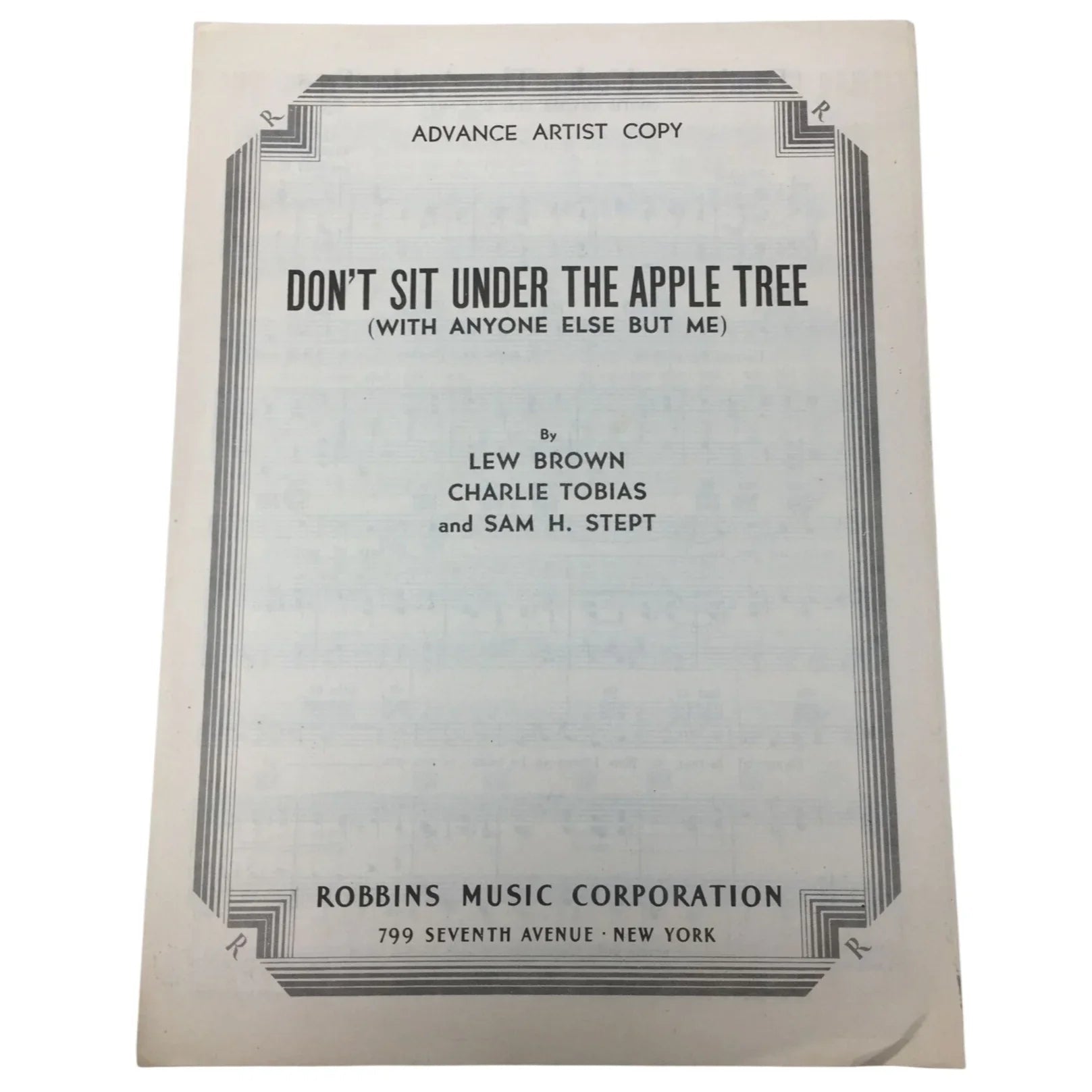 ''Don't Sit Under The Apple Tree (With Anyone Else But Me)'' - A+ Stuff - SHEET MUSIC - A+ Stuff