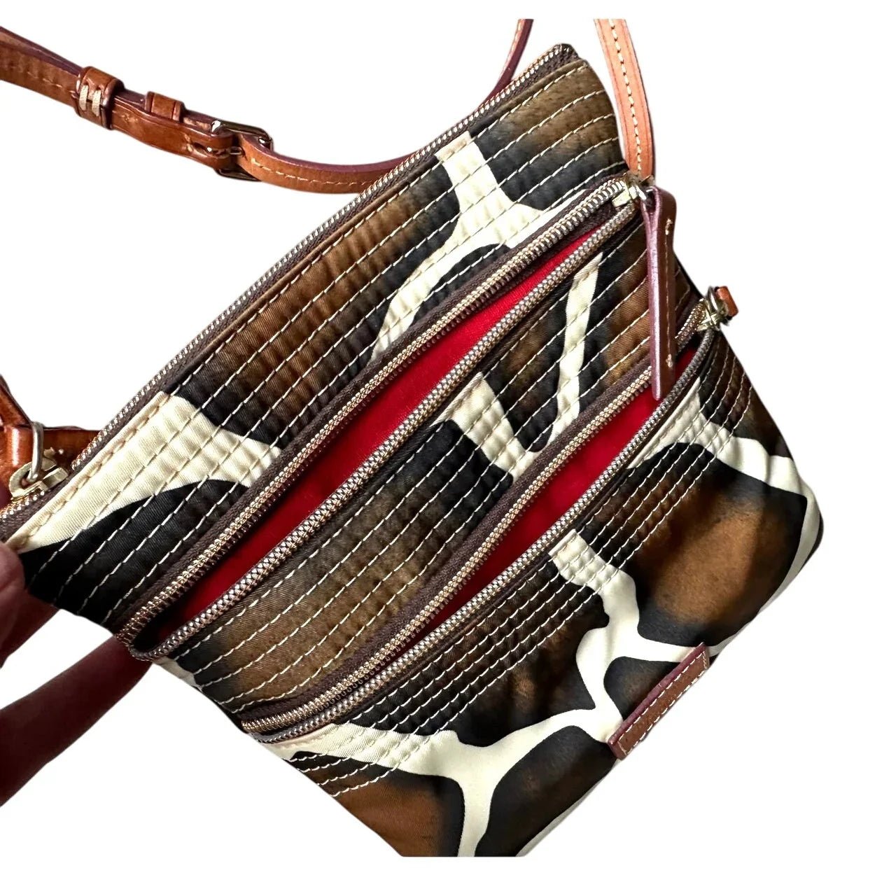 Dooney & Bourke Giraffe Print Triple Zip Nylon Crossbody Bag - Dooney & Bourke - Crossbody Bag - A+ Stuff