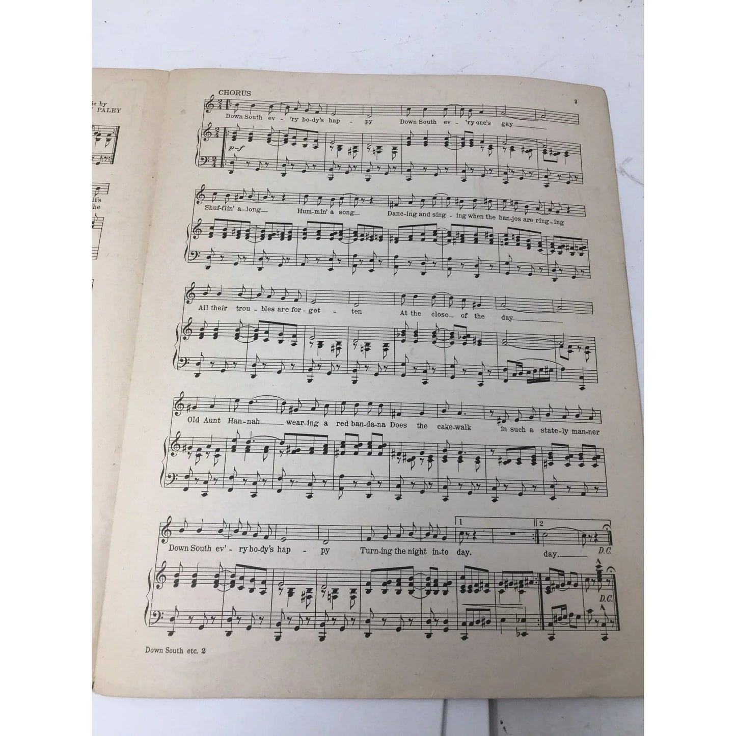 Down South Everybody’s Happy Song by Nat Vincent and Herman Paley - A+ Stuff - SHEET MUSIC - A+ Stuff