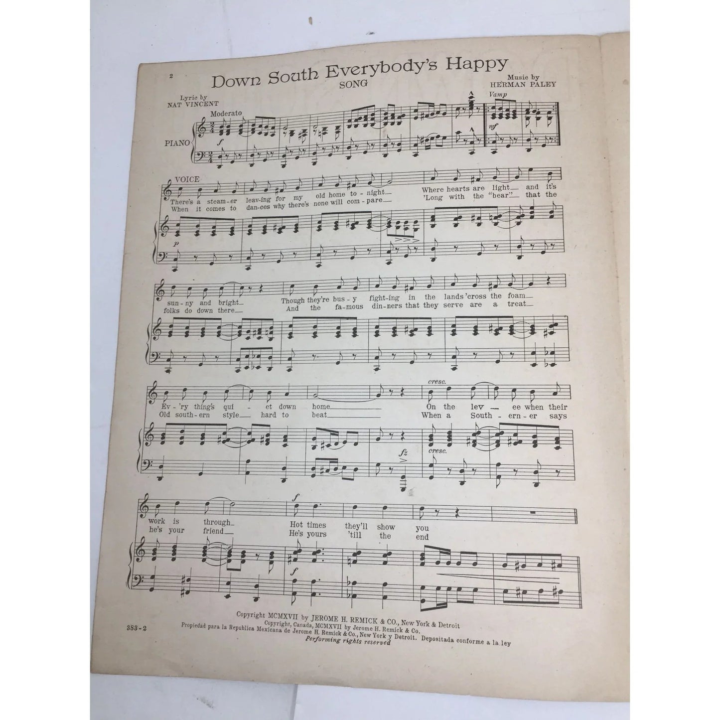 Down South Everybody’s Happy Song by Nat Vincent and Herman Paley - A+ Stuff - SHEET MUSIC - A+ Stuff