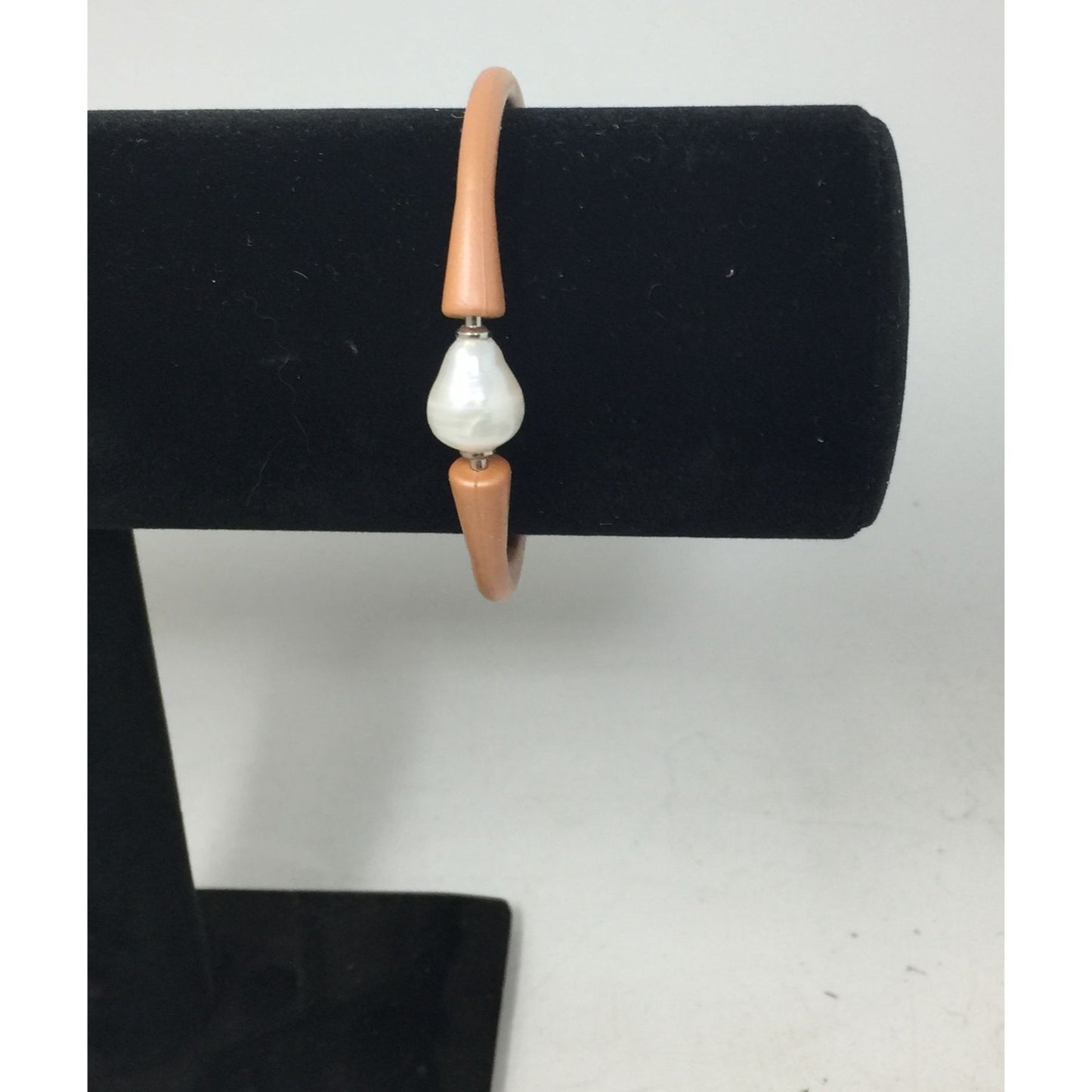 Bali Freshwater Pearl Silicone Bracelet in Metallic Bronze