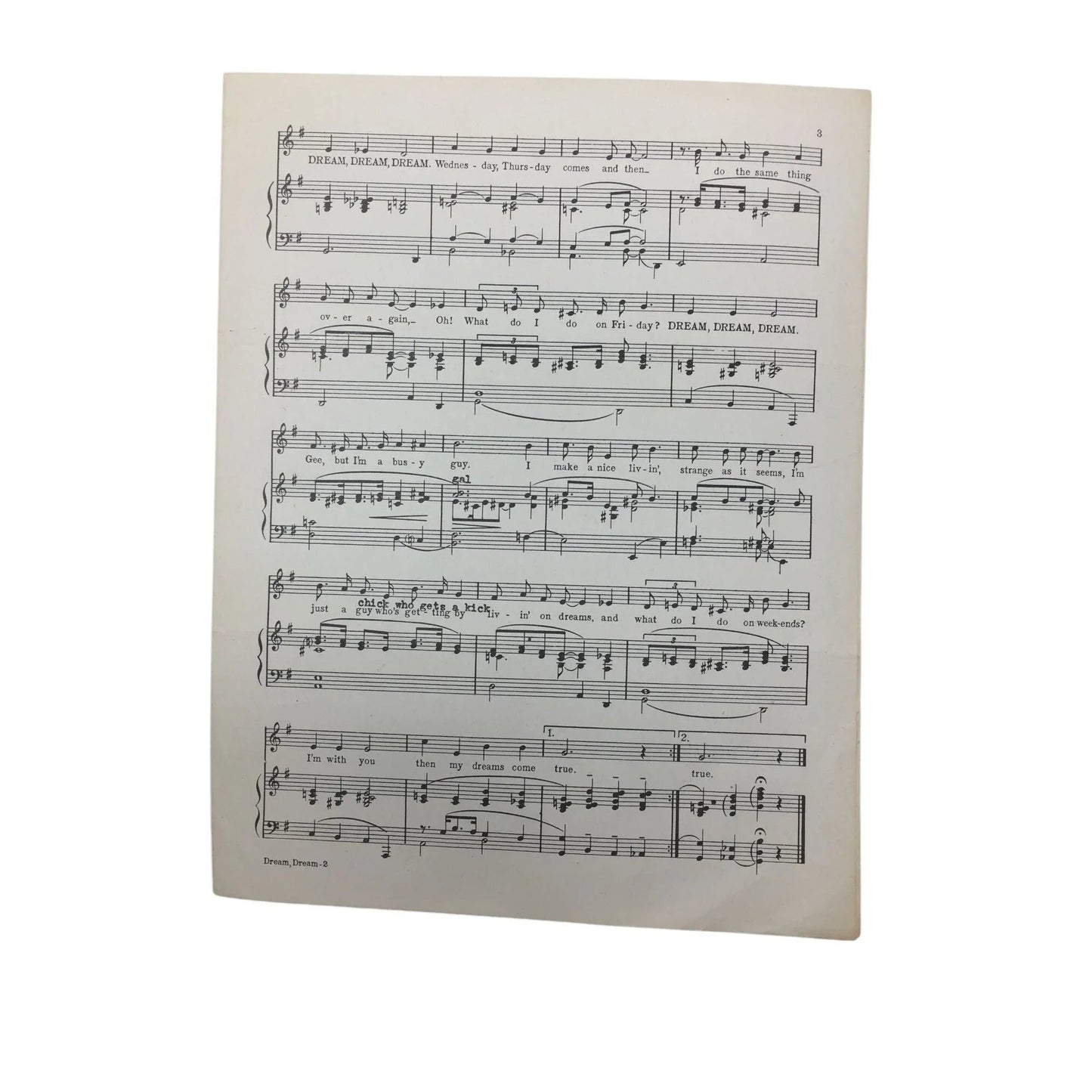 '''Dream Dream Dream'' Words & music by John Redmond & Lou Ricca - A+ Stuff - SHEET MUSIC - A+ Stuff