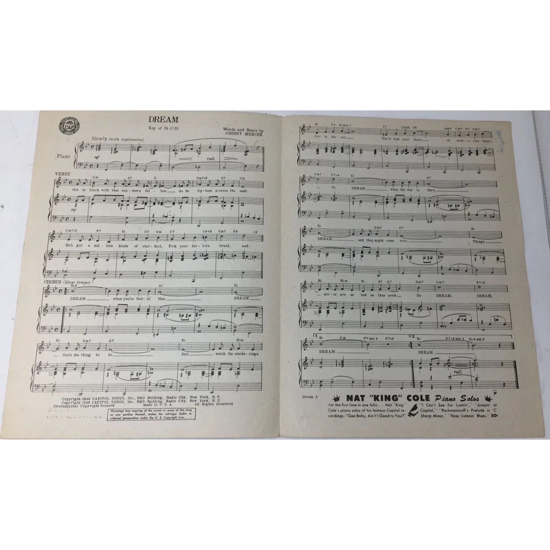 ''DREAM'' Words and music by Johnny Mercer - A+ Stuff - sheet music - A+ Stuff