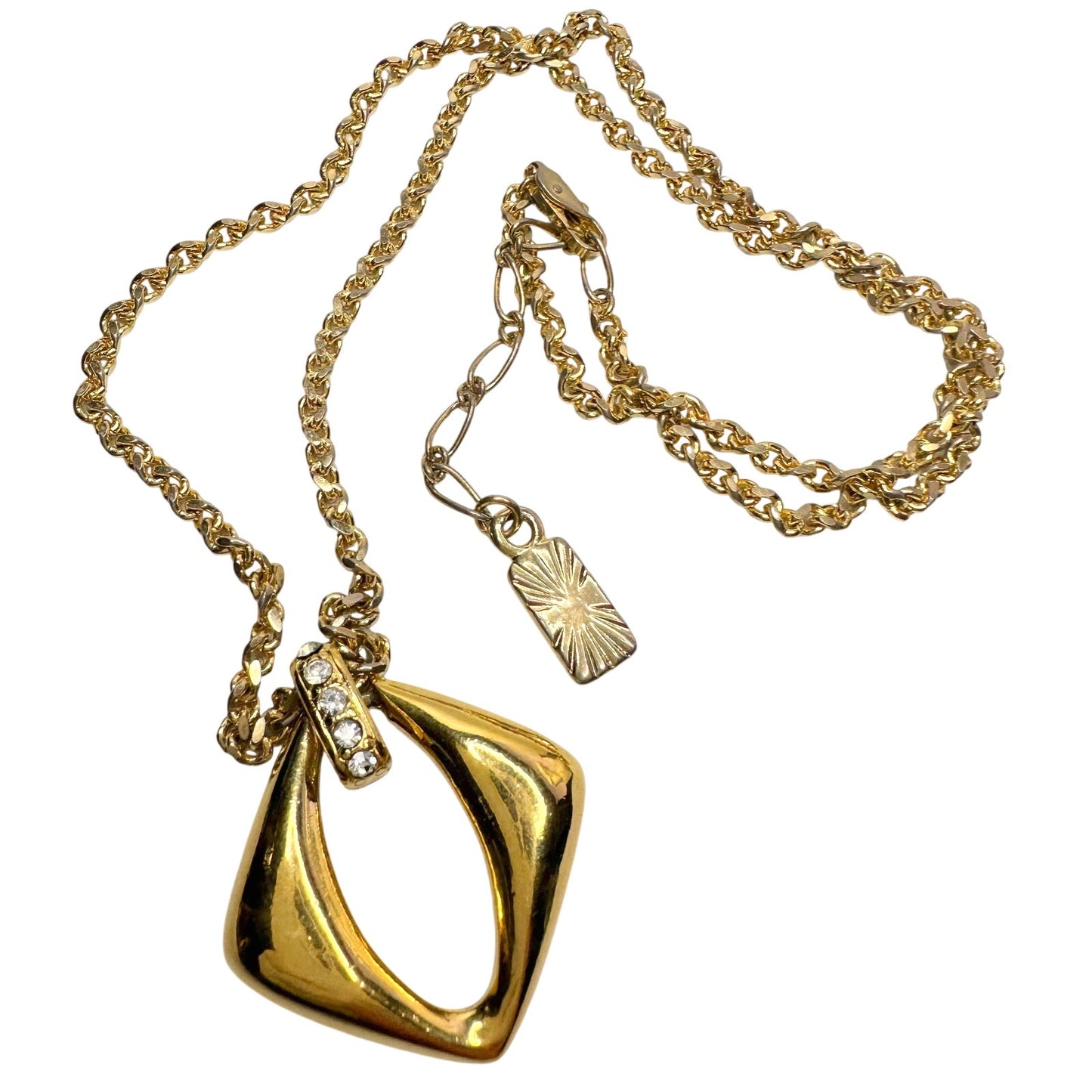 Yves Saint Laurent (YSL) Gold-Plated Necklace w Rhinestones - 20"