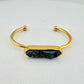 Denim Quartz Semi-Precious 18K Yellow Gold Ion Plated Bangle