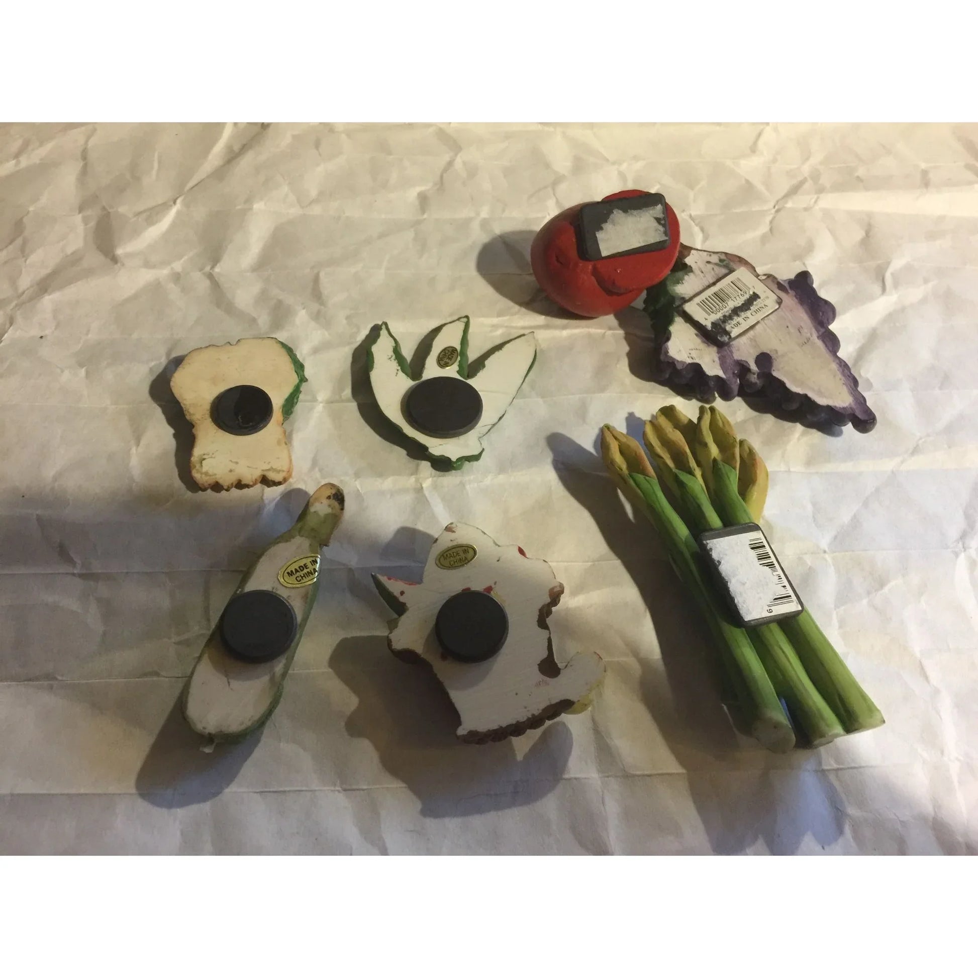 Set of 7 Vintage Mixed Vegetables/Fruit Magnets - A+ Stuff