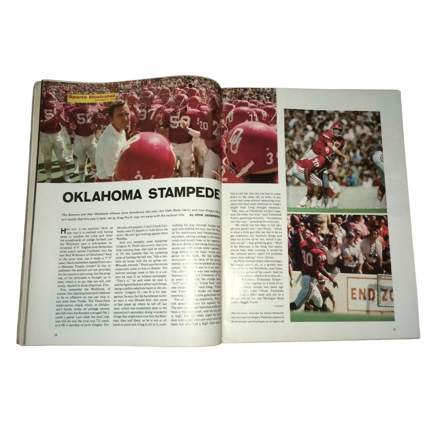 Sports Illustrated October 1972 Greg Pruitt Oklahoma Crushes Oregon magazine