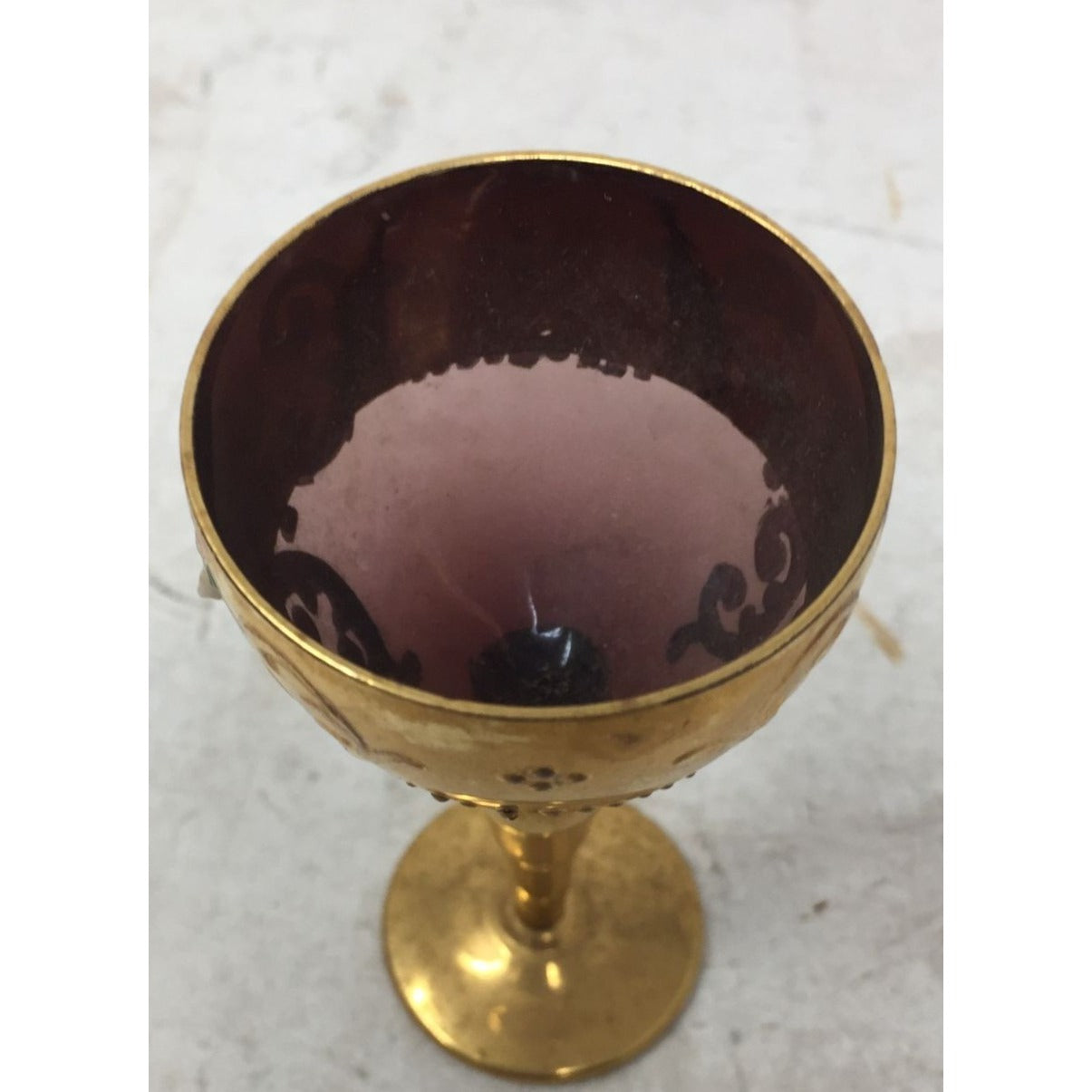 Small Wine Glass/Shot Glass or Cup with Flowers and Gold Accents