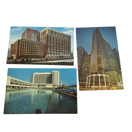 Vintage Set of 3 Post Cards of the City/Buildings- Deauville Hotel Of The Stars Miami, Florida