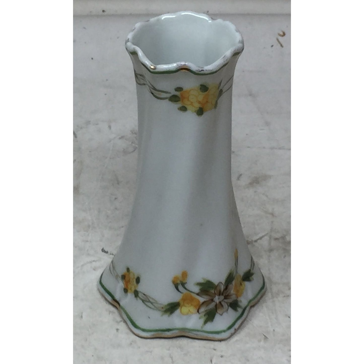 Vintage Hand Painted Slim White colored Floral Vase