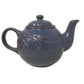 Navy Blue Ceramic Lidded Teapot with Swirl/Leaf Design (about 6 inches tall)