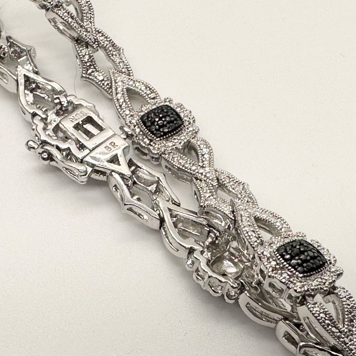 Beautifully Elegant Black and White Diamond Bracelet - Wonderful Detailing