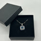 Genuine Blue Diamond Accent Pendant with Chain -  Pretty Cushion Cut Diamond Accent Pendant with Chain