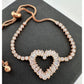 Beautiful Baguette Topaz Heart Bolo Bracelet - Rose Gold Overlay