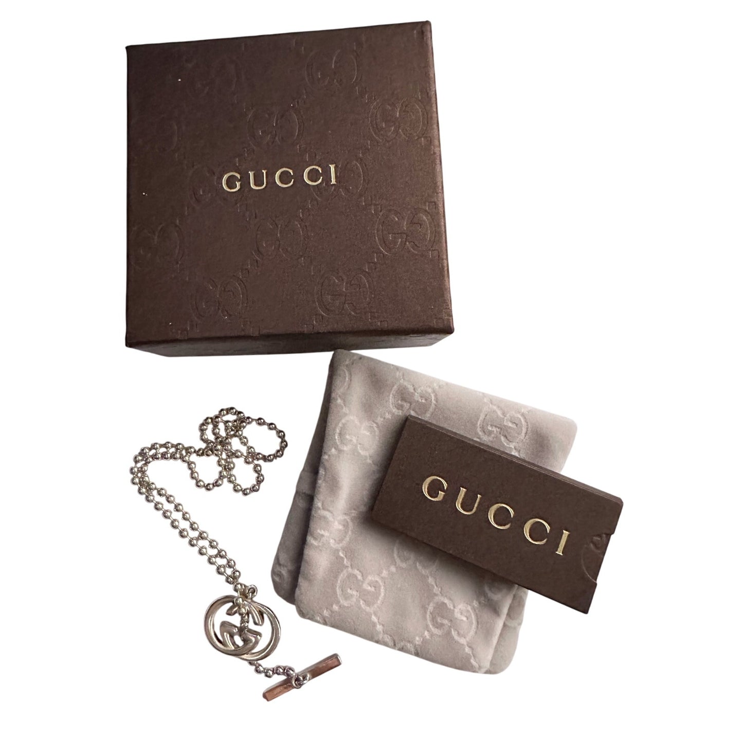 GUCCI GG Toggle Ball Chain Necklace with Box & Dust Bag