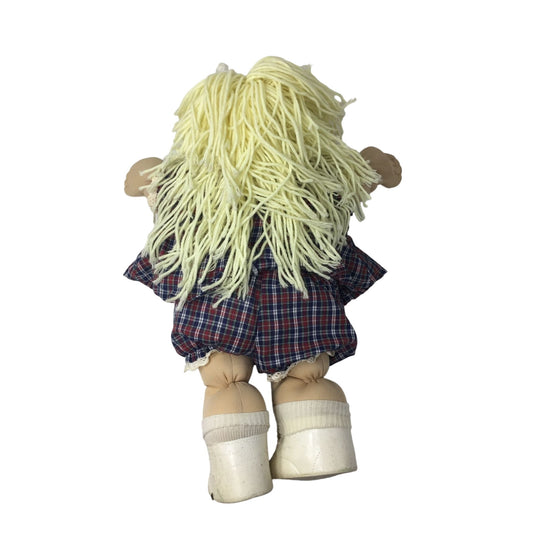 Vintage Blonde Haired Cabbage Patch Kids Doll Wearing Plaid Outfit