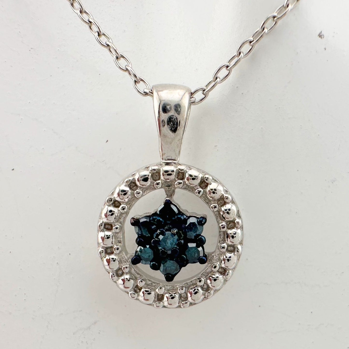 Natural Enclosed Blue Diamond Star Necklace