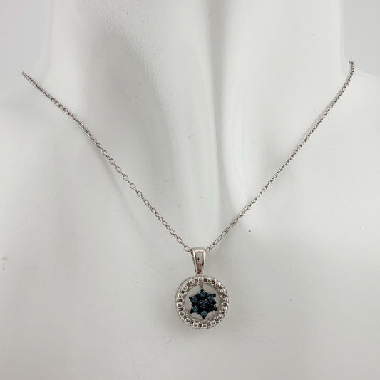 Natural Enclosed Blue Diamond Star Necklace