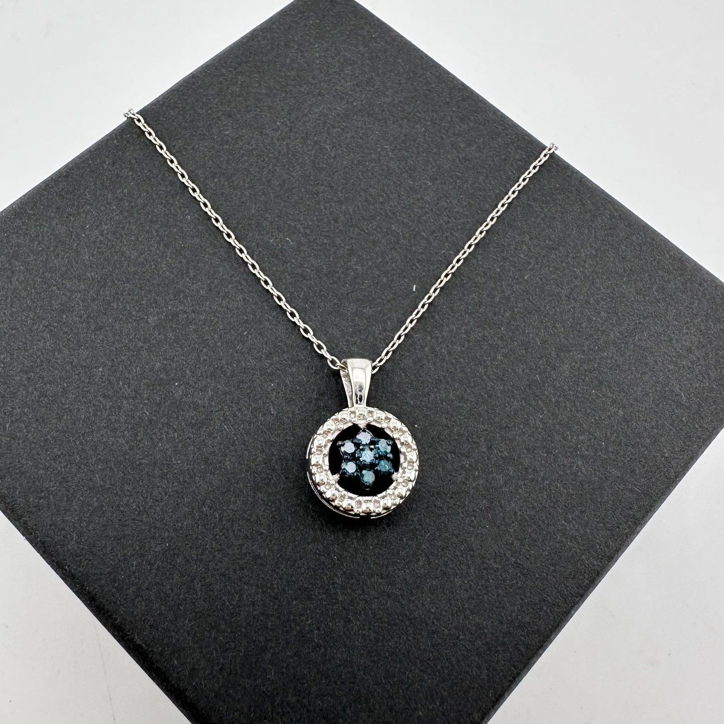 Natural Enclosed Blue Diamond Star Necklace