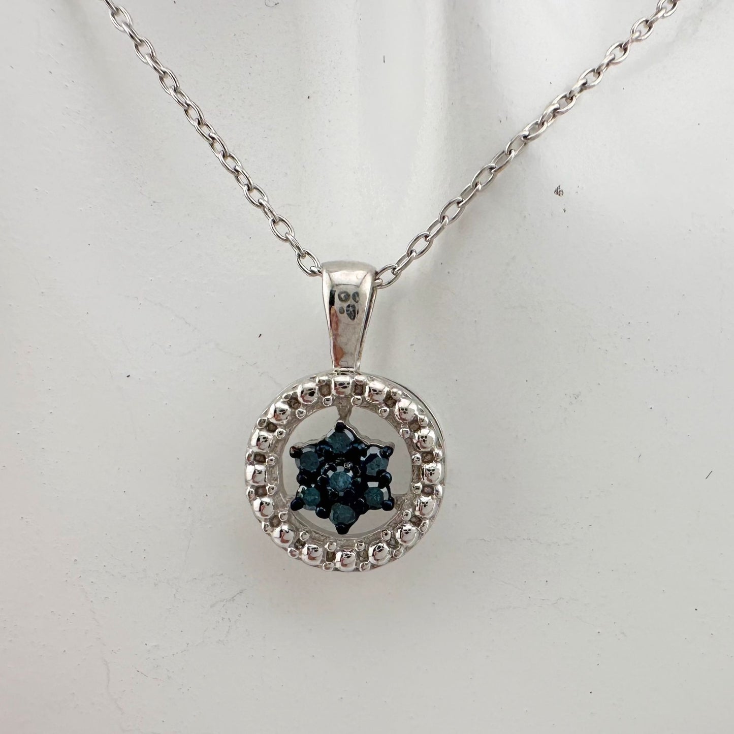 Natural Enclosed Blue Diamond Star Necklace