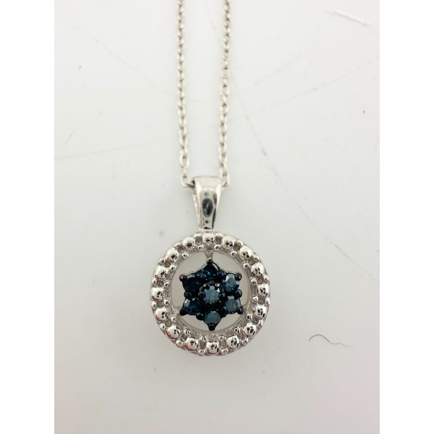 Natural Enclosed Blue Diamond Star Necklace