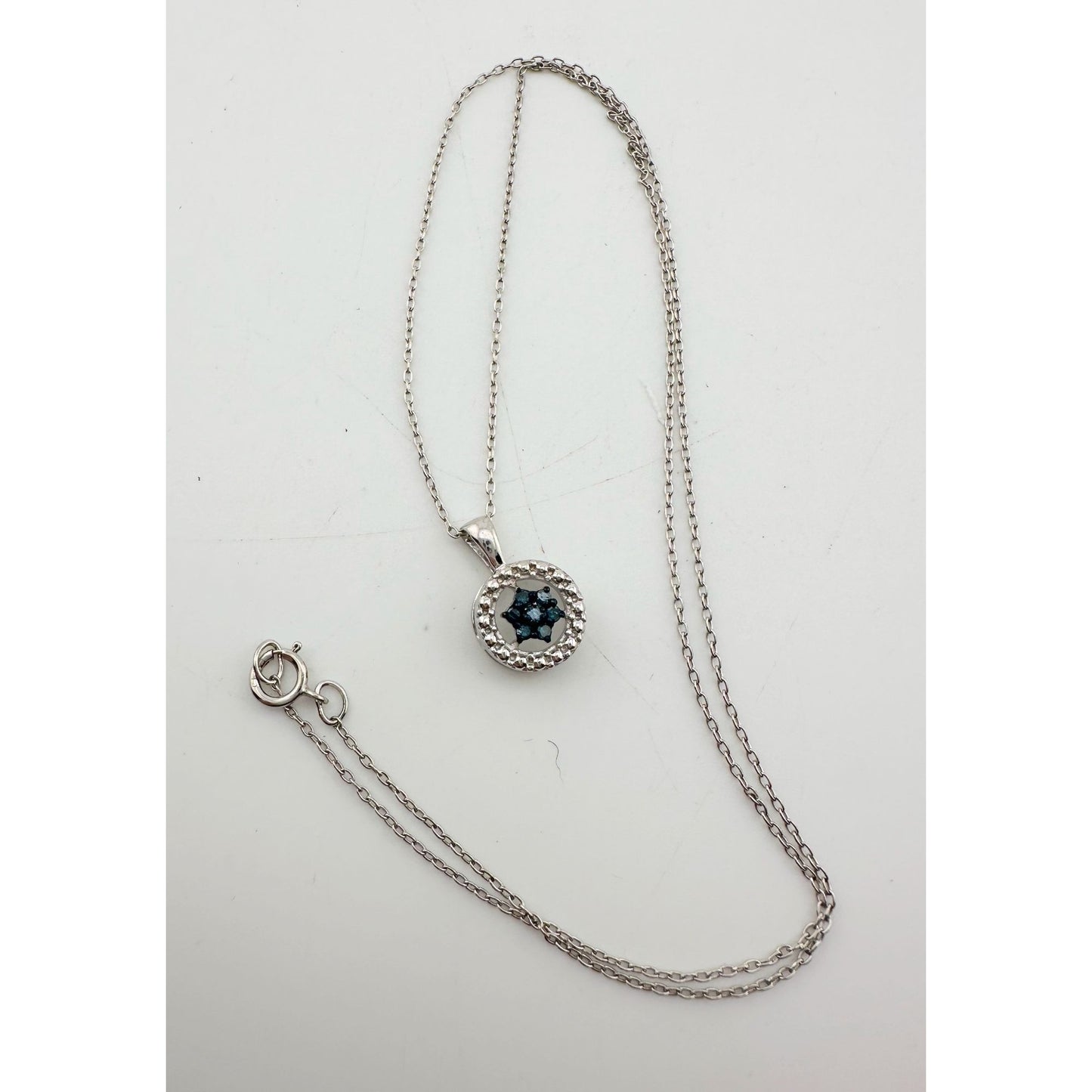 Natural Enclosed Blue Diamond Star Necklace