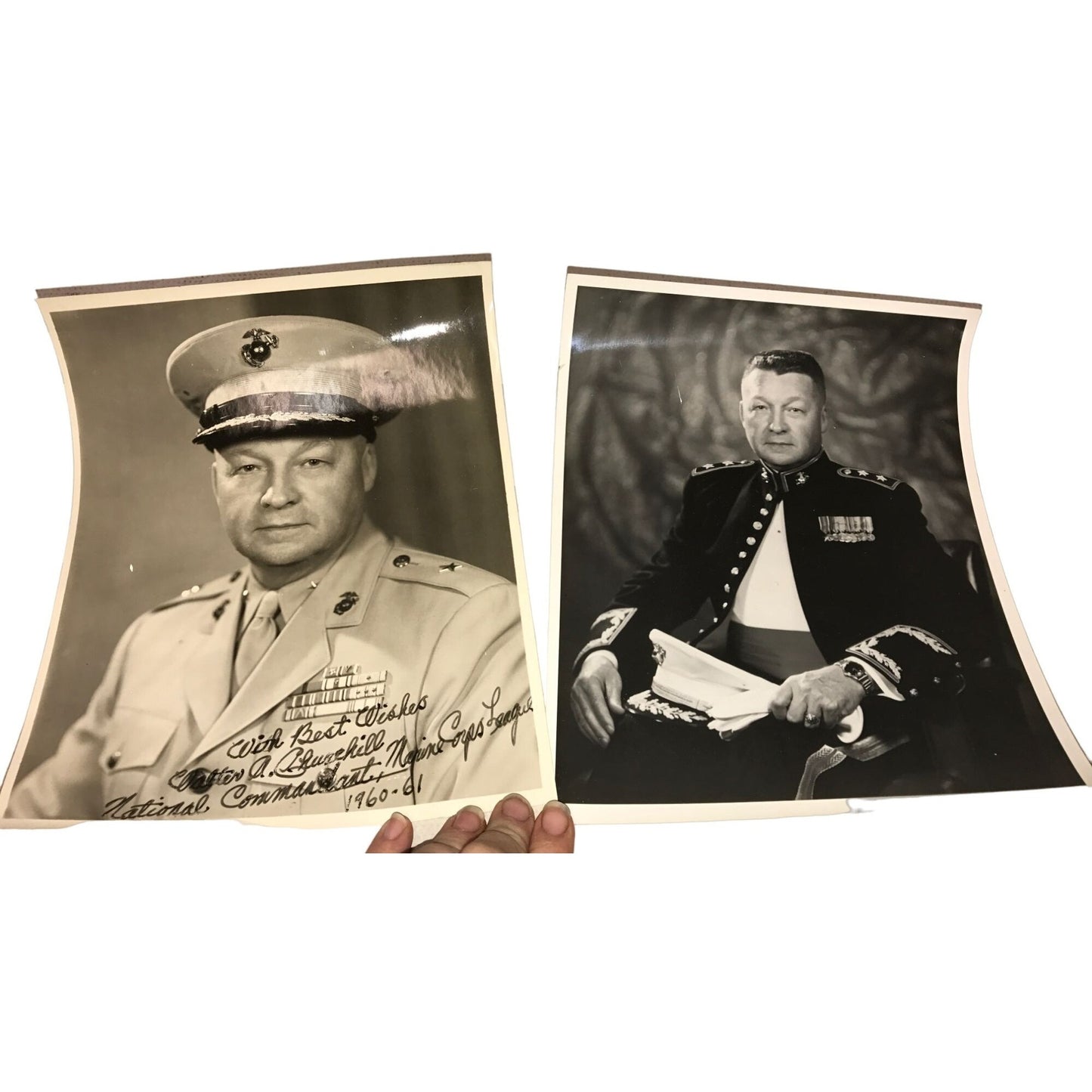 Pair of photos - one Signed Photo - Major General Walter Churchill - churchills market - Toledo person