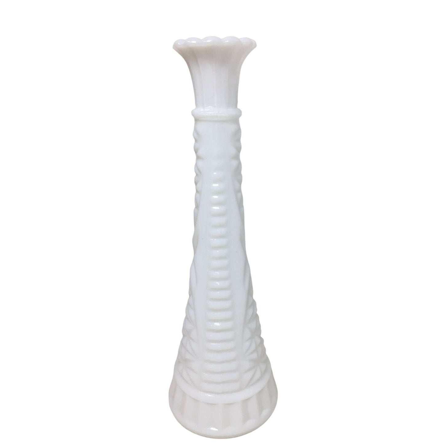 Vintage Hoosier Glass- Tall, White Milk Glass Flower Bud Vase