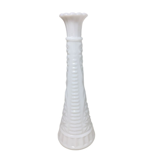 Vintage Hoosier Glass- Tall, White Milk Glass Flower Bud Vase