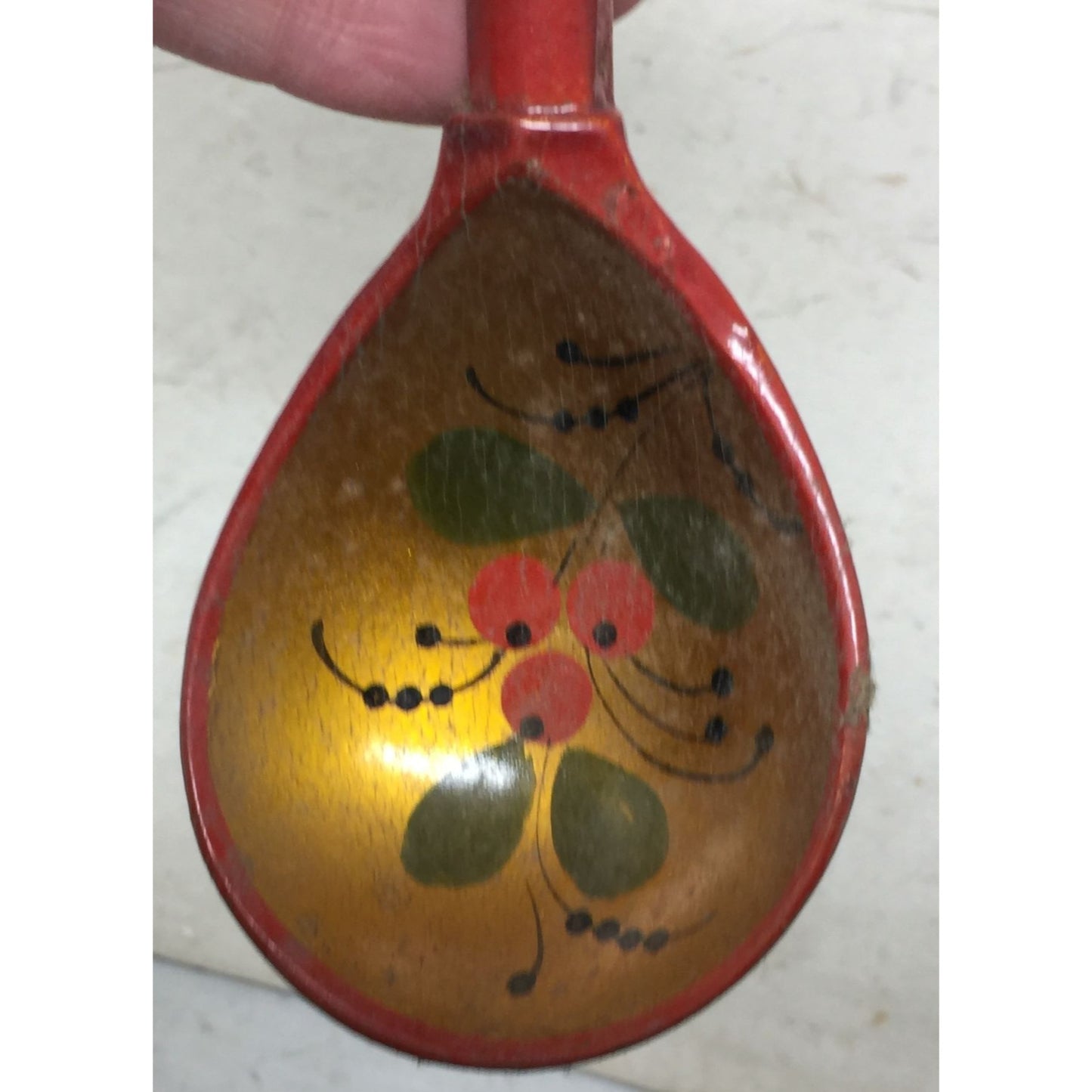 Vintage Russian Khokloma Spoon Floral Folk Art Hand Painted