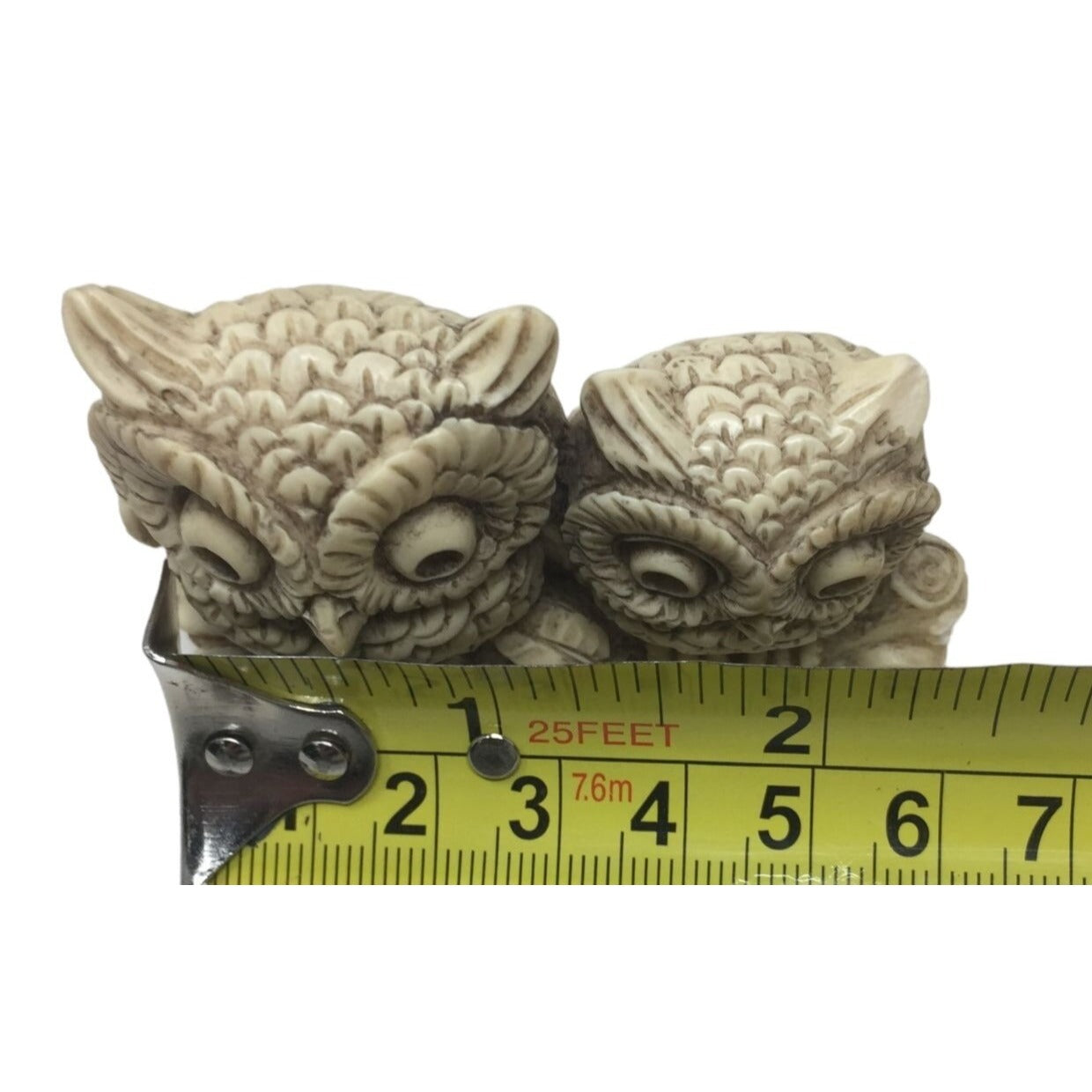 Cute Small Owl Pair FIgurine - - Very Nice carved look Detailing - Made in Italy - 2" Tall