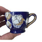 Vintage Miniature Cobalt Blue Flower Patterned Tea Cup with Saucer