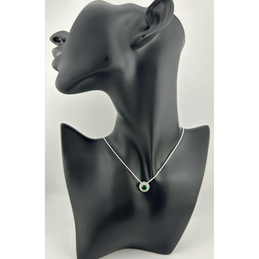 Brilliantly Beautiful 2.40ct Lab Created Emerald Halo Pendant - Sterling Silver