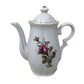 Vintage Ceramic Lidded Tea Pot with Handle- Flowers Printed on front/back- Music box But does not Play music