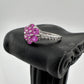 Pretty and Bright - Pink Lab Created Sapphire Petals Flower Ring - Sterling Silver Size 7.25