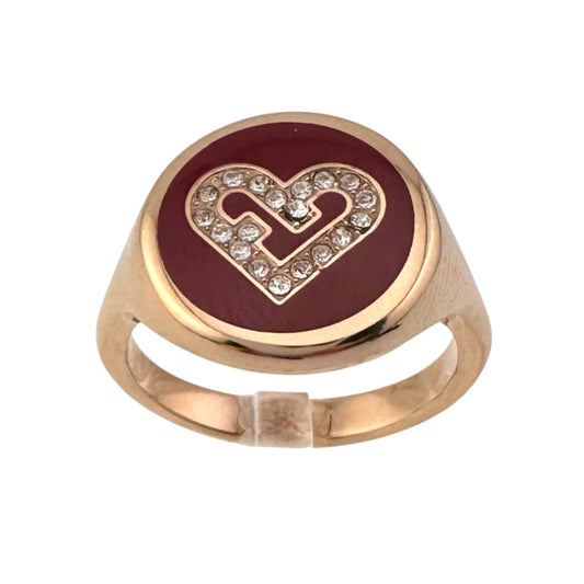 Furla Heart Ring - Rose Gold Overlay with Crystal Heart