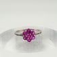 Pretty and Bright - Pink Lab Created Sapphire Petals Flower Ring - Sterling Silver Size 7.25