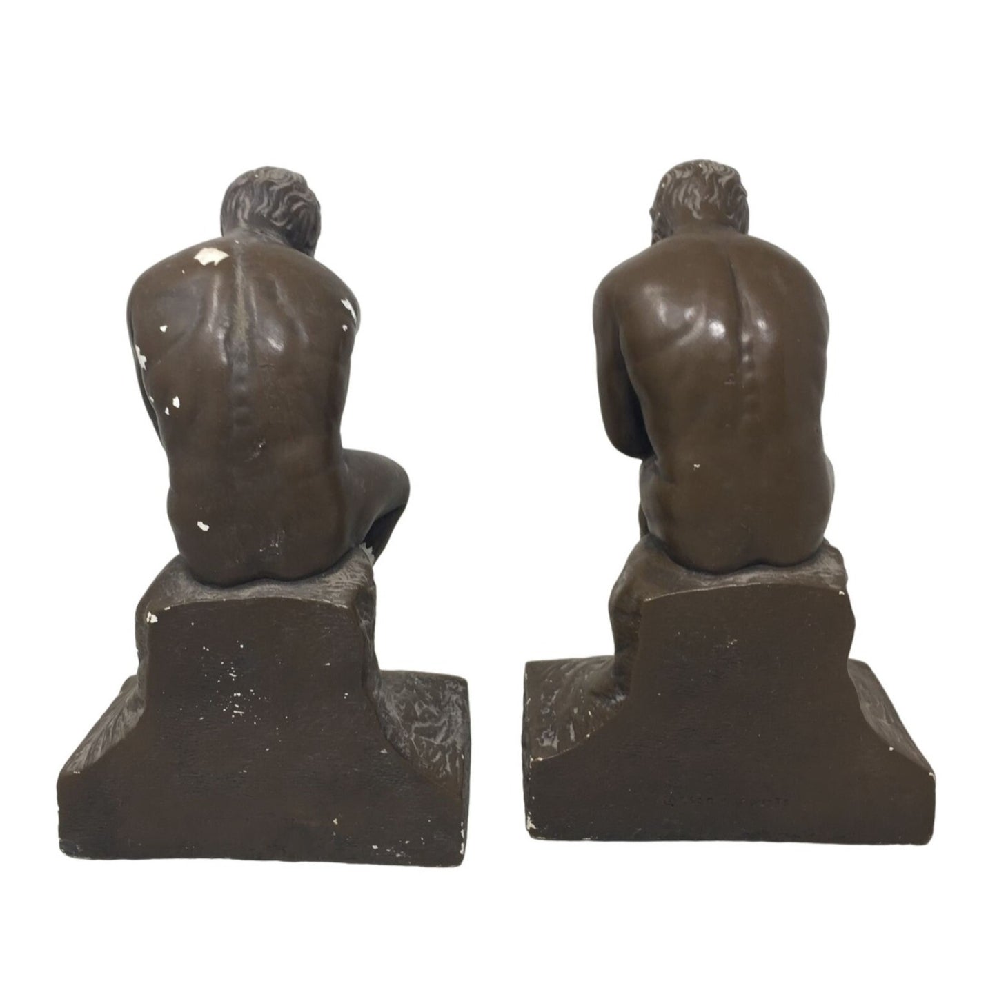 Vintage Resin Sculpture/Statue Thinker Bookends (2)