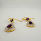 Pretty Teardrop Purple African Amethyst Earrings with Detailing and Gold Overlay