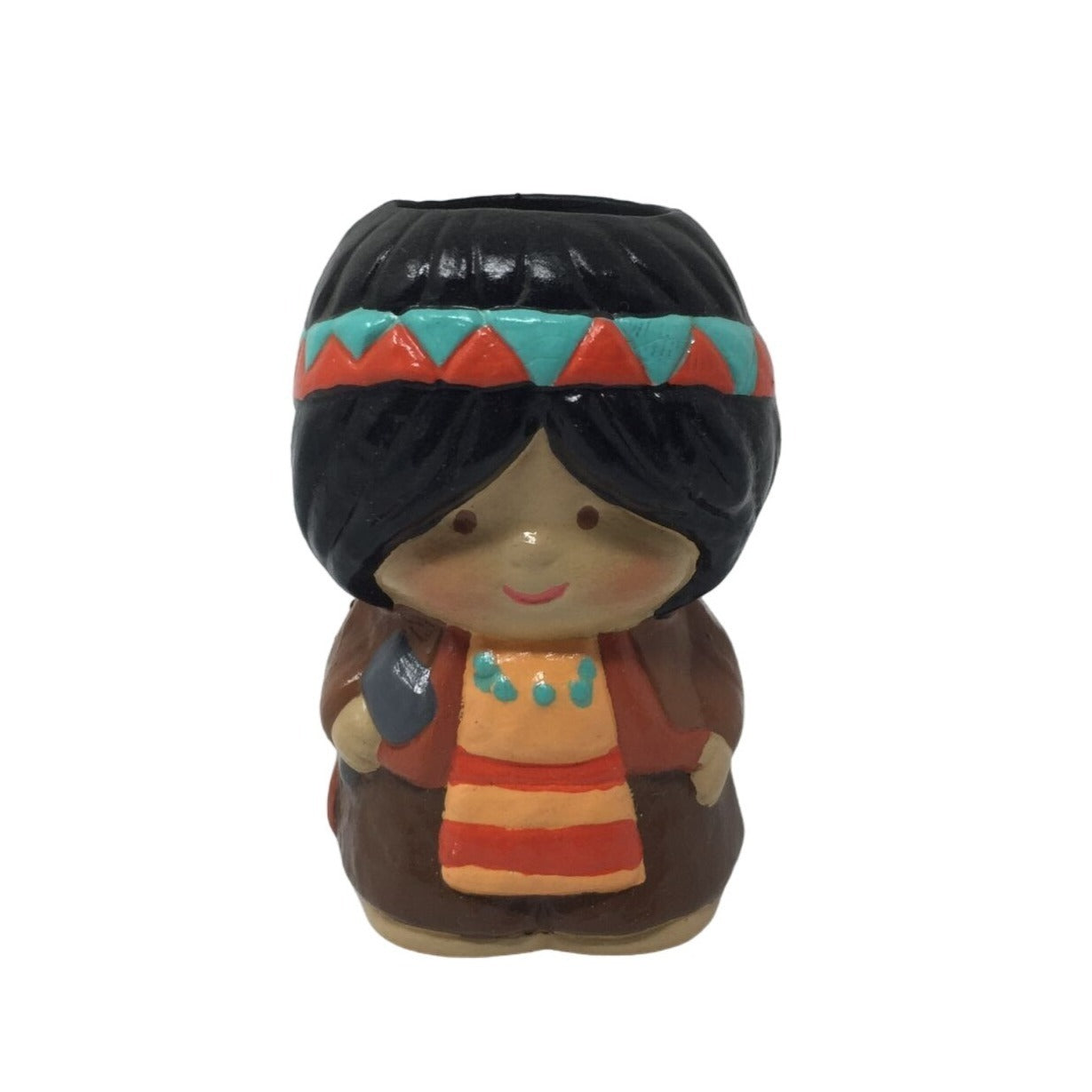 Vintage Collectible Native American Figurine/Candle Holder (2.5" tall)